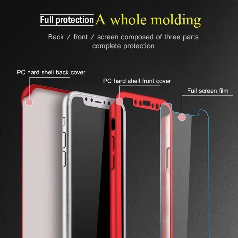ZNP 360 Grad Stoßfeste Hülle für iPhone X XR XS Max 8 7 6 6s Plus Volle Abdeckung Telefonhülle für iPhone 6 6s 7 8 Hüllen mit Glas
