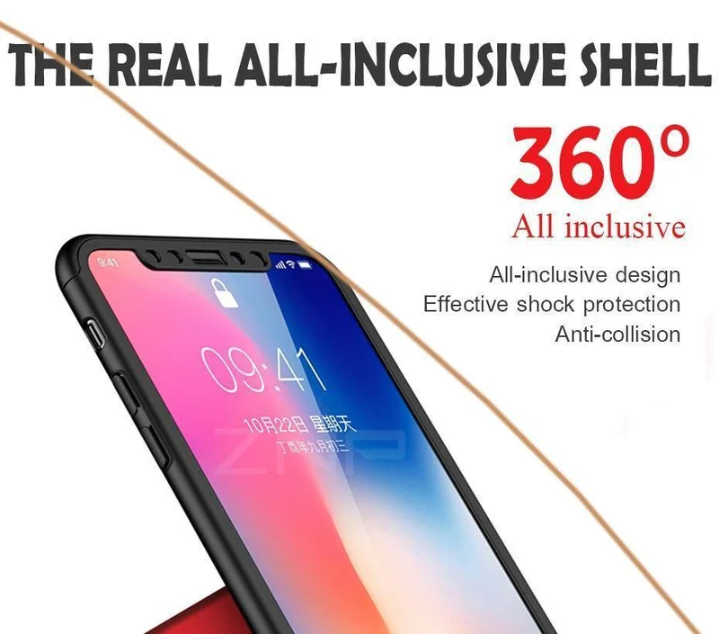 ZNP 360 Grad Stoßfeste Hülle für iPhone X XR XS Max 8 7 6 6s Plus Volle Abdeckung Telefonhülle für iPhone 6 6s 7 8 Hüllen mit Glas