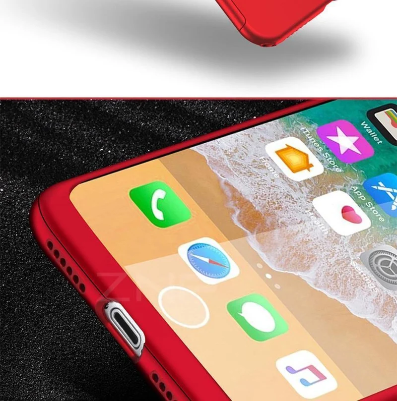 ZNP 360 Grad Stoßfeste Hülle für iPhone X XR XS Max 8 7 6 6s Plus Volle Abdeckung Telefonhülle für iPhone 6 6s 7 8 Hüllen mit Glas