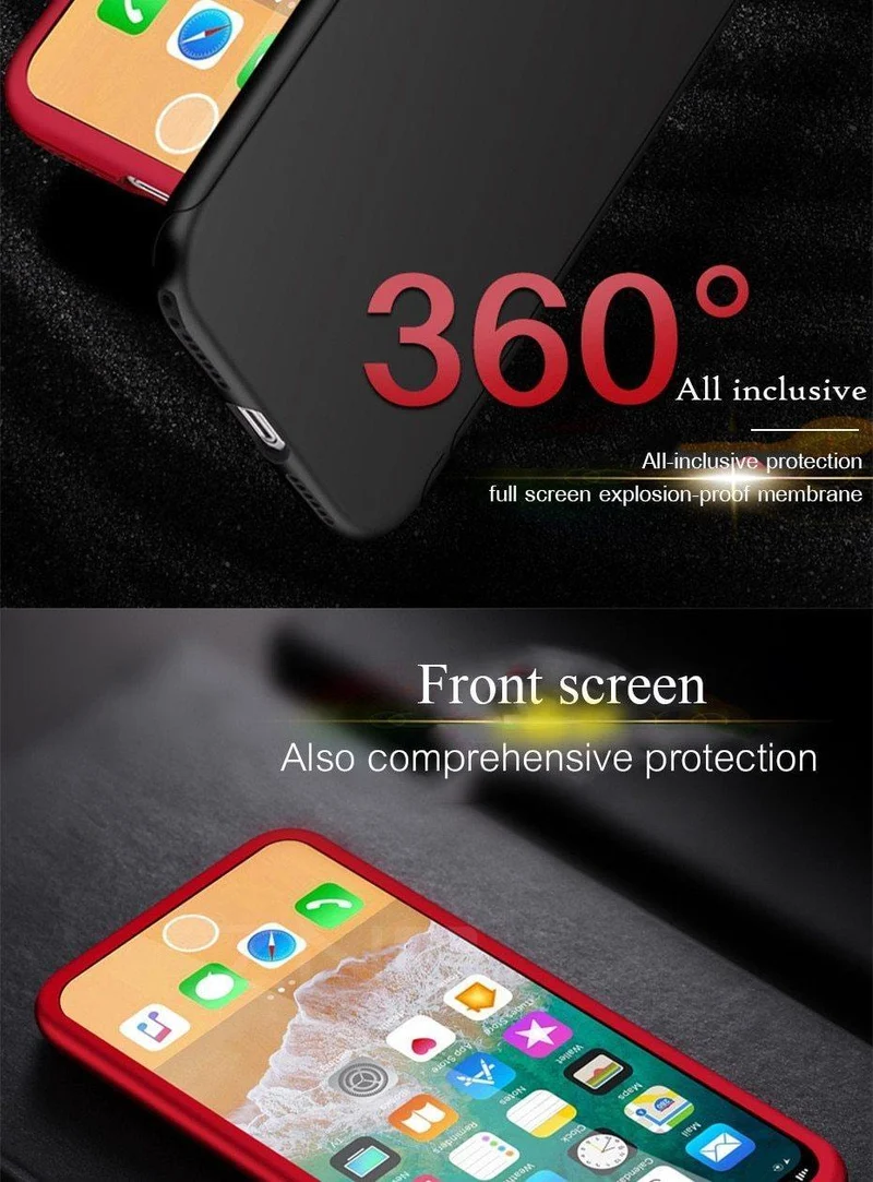 ZNP 360 Grad Stoßfeste Hülle für iPhone X XR XS Max 8 7 6 6s Plus Volle Abdeckung Telefonhülle für iPhone 6 6s 7 8 Hüllen mit Glas