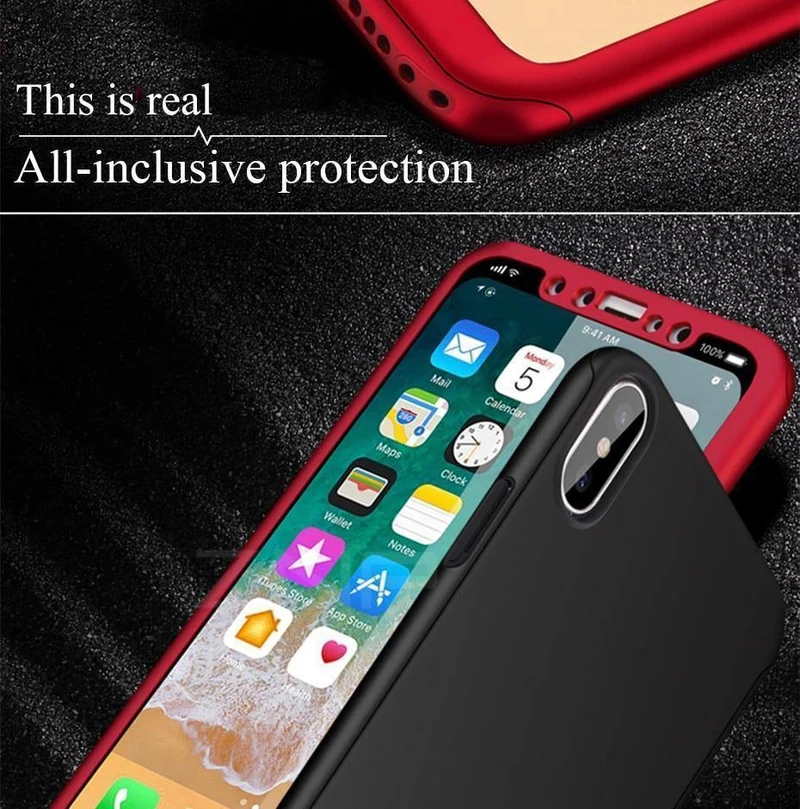 ZNP 360 Grad Stoßfeste Hülle für iPhone X XR XS Max 8 7 6 6s Plus Volle Abdeckung Telefonhülle für iPhone 6 6s 7 8 Hüllen mit Glas