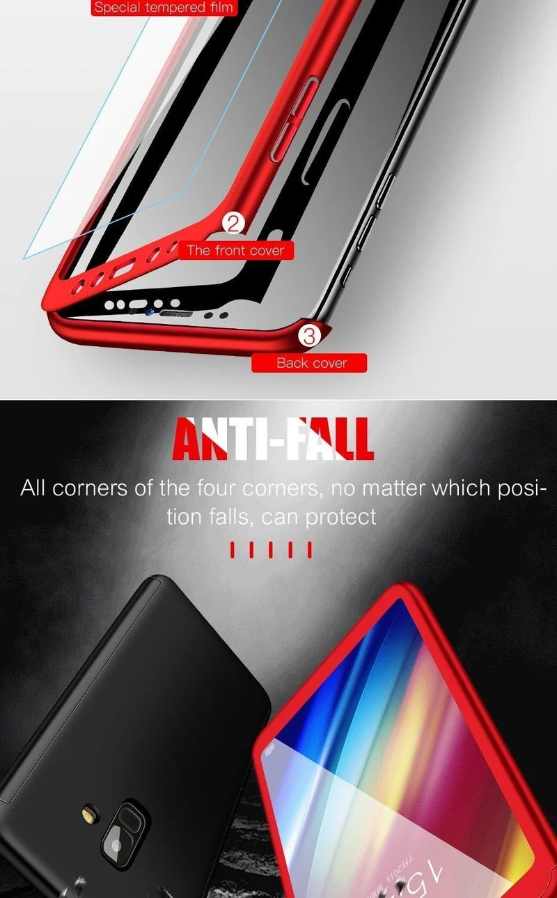 ZNP Luxus 360-Grad-Schutzhülle für Samsung Galaxy A3 A5 A7 2017 2016, Hülle mit Glas-Hartschalen-Telefonabdeckung für Samsung J5 J7 A3 A5 A7 Hülle