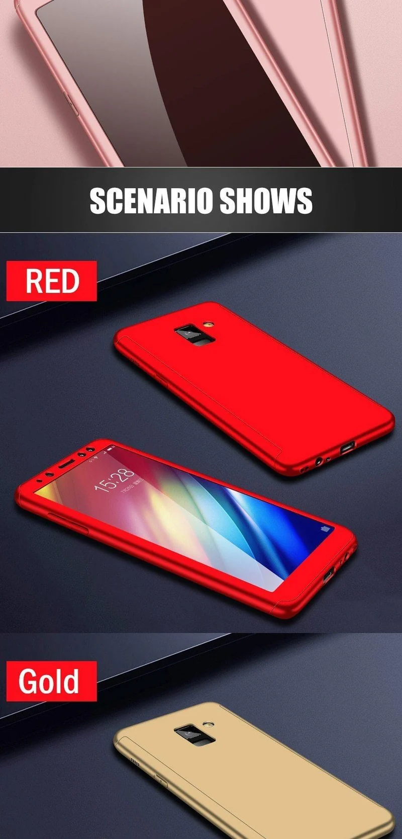 ZNP Luxus 360-Grad-Schutzhülle für Samsung Galaxy A3 A5 A7 2017 2016, Hülle mit Glas-Hartschalen-Telefonabdeckung für Samsung J5 J7 A3 A5 A7 Hülle