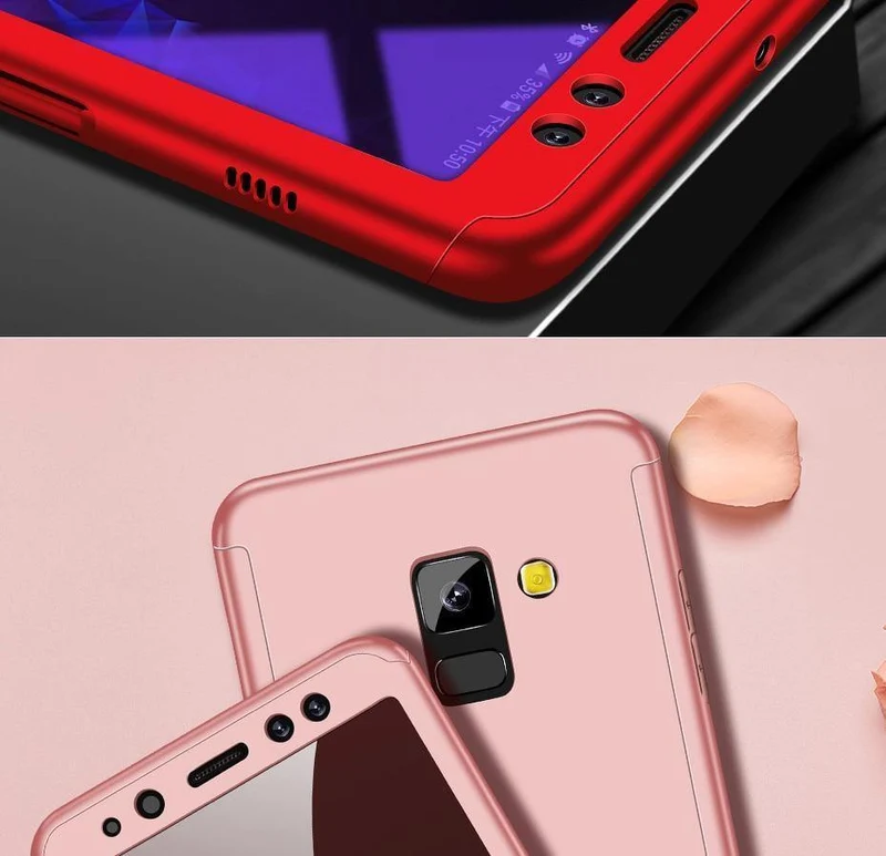 ZNP Luxus 360-Grad-Schutzhülle für Samsung Galaxy A3 A5 A7 2017 2016, Hülle mit Glas-Hartschalen-Telefonabdeckung für Samsung J5 J7 A3 A5 A7 Hülle