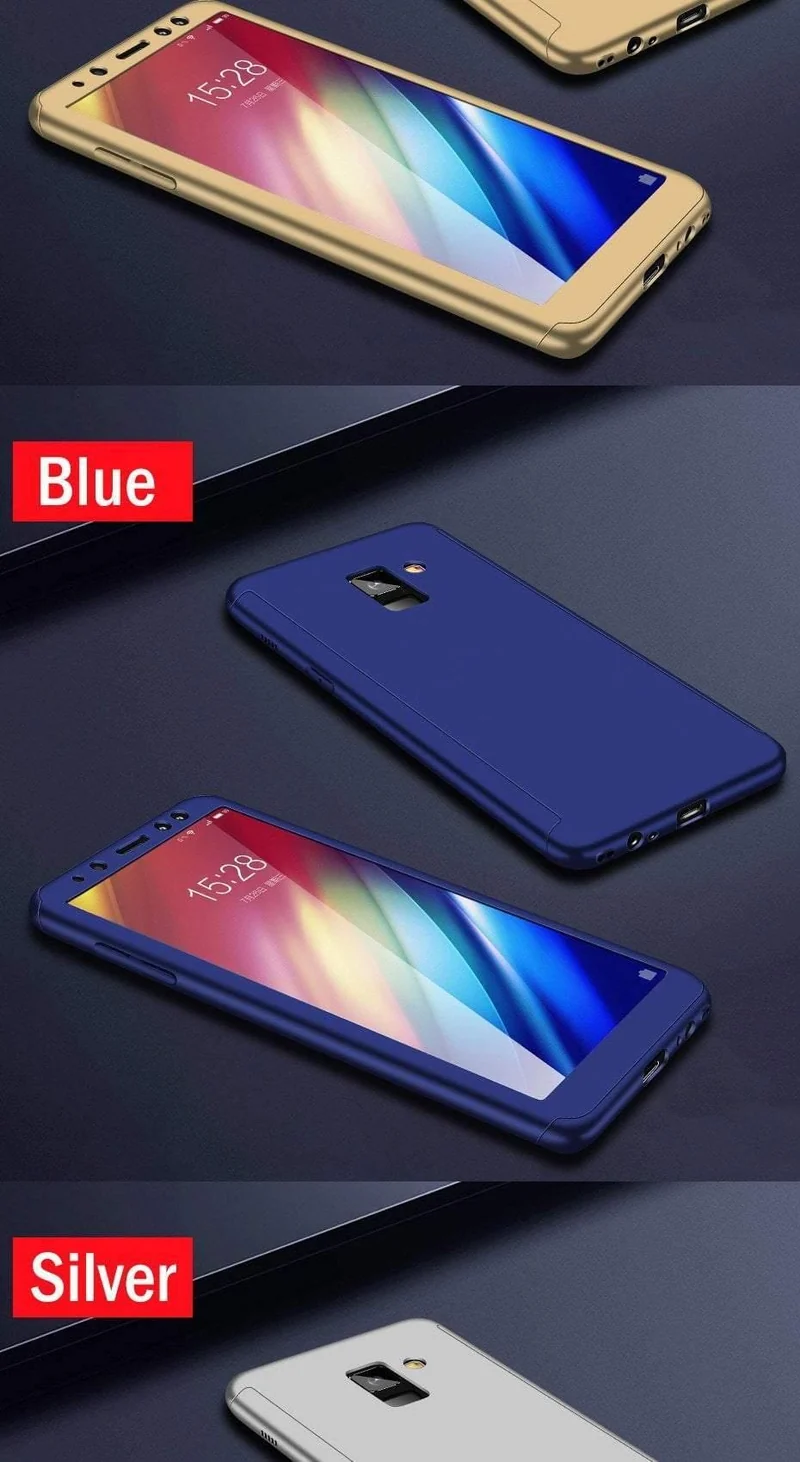 ZNP Luxus 360-Grad-Schutzhülle für Samsung Galaxy A3 A5 A7 2017 2016, Hülle mit Glas-Hartschalen-Telefonabdeckung für Samsung J5 J7 A3 A5 A7 Hülle