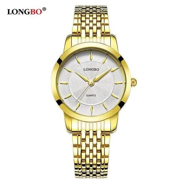 Quarzuhr Liebhaber Uhren Frauen Männer Paar Analoge Uhren Stahl Armbanduhren Mode Casual Uhren Gold 1/Stück 80283