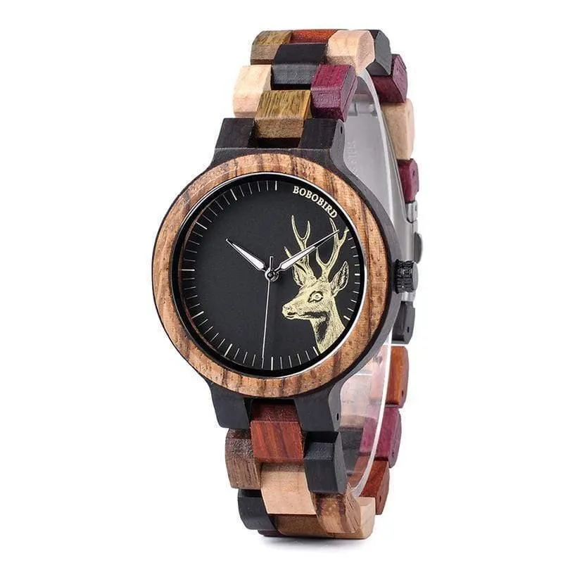 Paar Holz Uhren Männer Frauen Quarz Liebhaber armbanduhr Damen Elch Hirsche Quarz Armbanduhr geschenk erkek kol saati