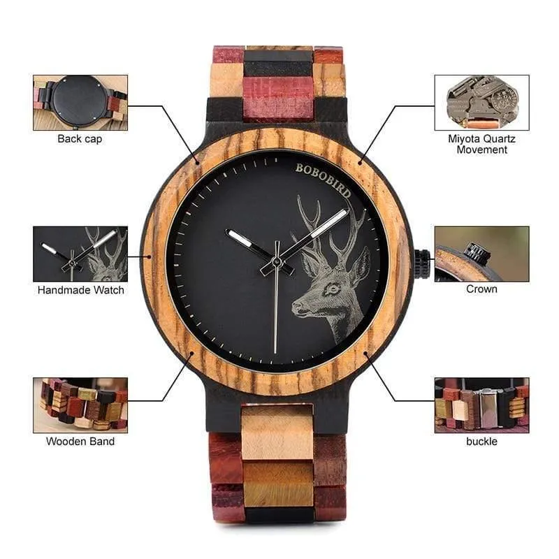 Paar Holz Uhren Männer Frauen Quarz Liebhaber armbanduhr Damen Elch Hirsche Quarz Armbanduhr geschenk erkek kol saati