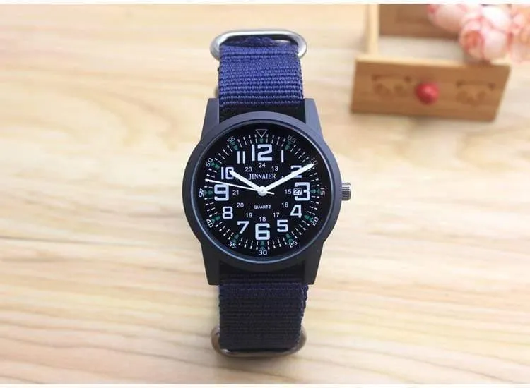 Paare Liebhaber Frauen Männer Quarz Sport Uhren Studenten Streifen Leinwand elektronische wasserdichte Armbanduhren Uhr