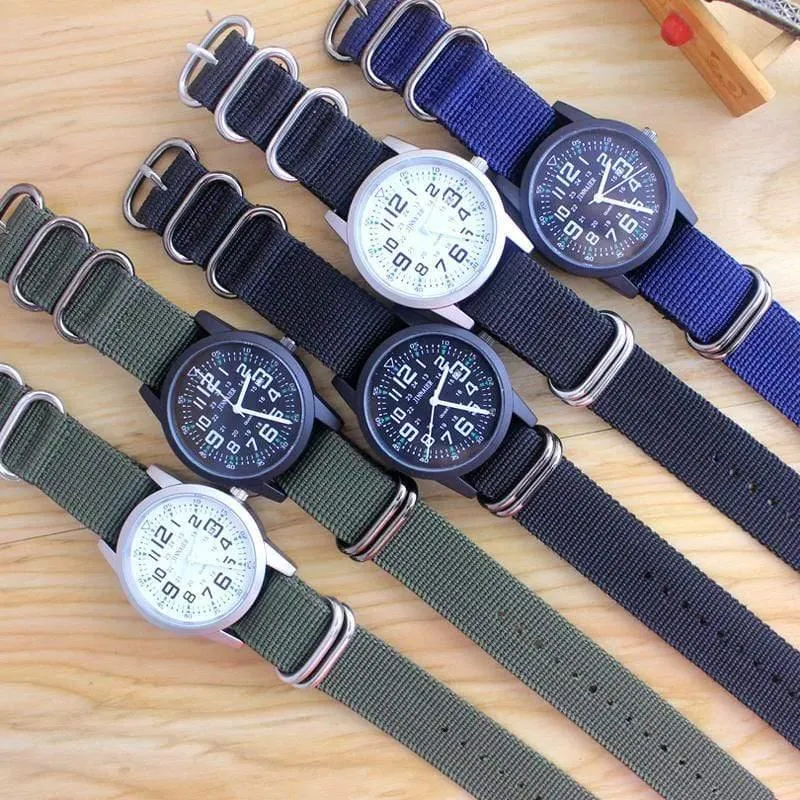 Paare Liebhaber Frauen Männer Quarz Sport Uhren Studenten Streifen Leinwand elektronische wasserdichte Armbanduhren Uhr
