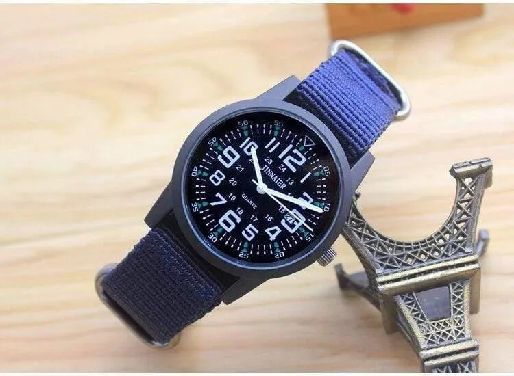 Paare Liebhaber Frauen Männer Quarz Sport Uhren Studenten Streifen Leinwand elektronische wasserdichte Armbanduhren Uhr