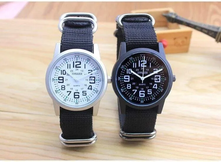 Paare Liebhaber Frauen Männer Quarz Sport Uhren Studenten Streifen Leinwand elektronische wasserdichte Armbanduhren Uhr