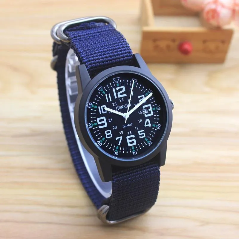 Paare Liebhaber Frauen Männer Quarz Sport Uhren Studenten Streifen Leinwand elektronische wasserdichte Armbanduhren Uhr