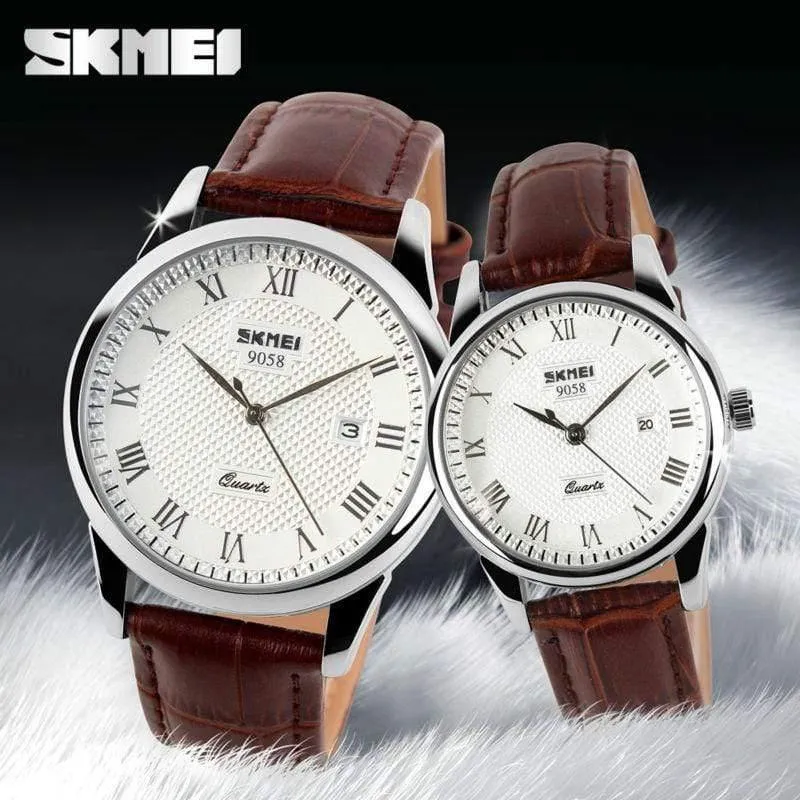 Luxus Liebhaber Quarzuhr Mode Lässig Uhren 30m Wasserdichtes Leder Für Männer Frauen Kleid Armbanduhren 9058