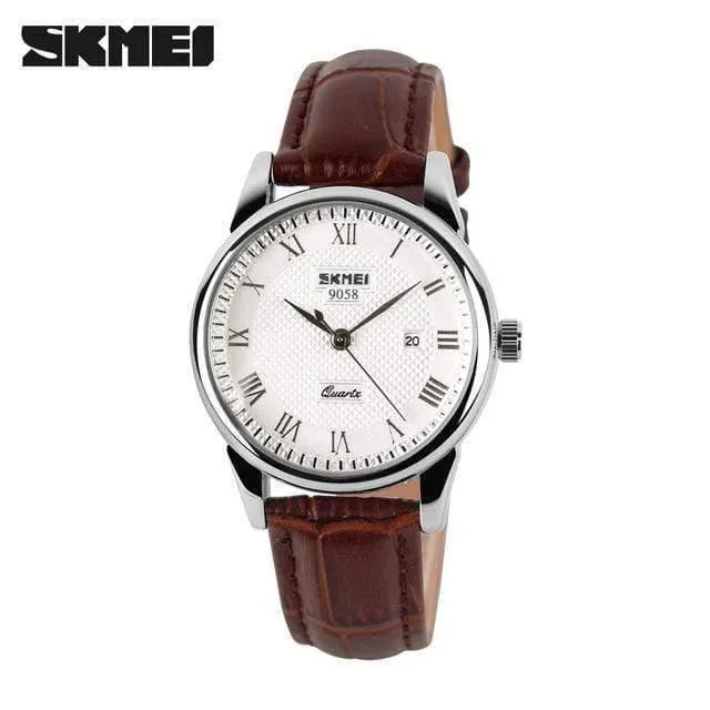 Luxus Liebhaber Quarzuhr Mode Lässig Uhren 30m Wasserdichtes Leder Für Männer Frauen Kleid Armbanduhren 9058