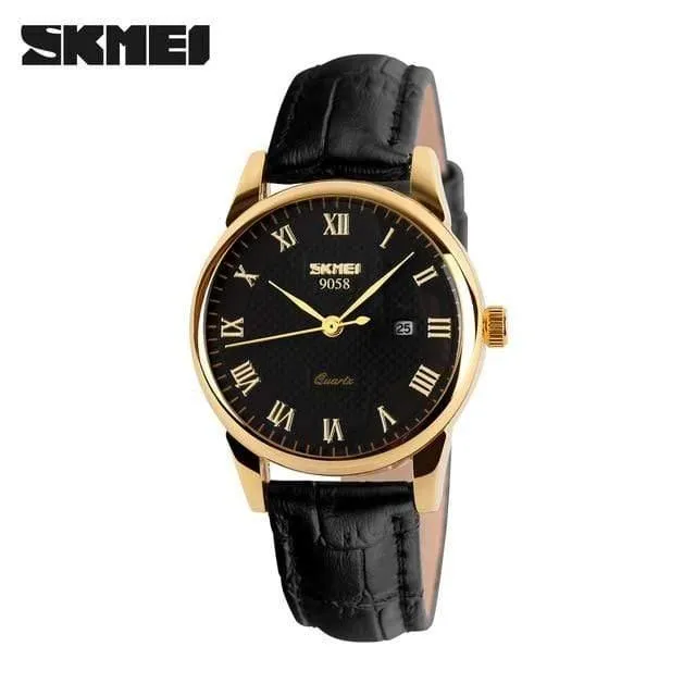 Luxus Liebhaber Quarzuhr Mode Lässig Uhren 30m Wasserdichtes Leder Für Männer Frauen Kleid Armbanduhren 9058