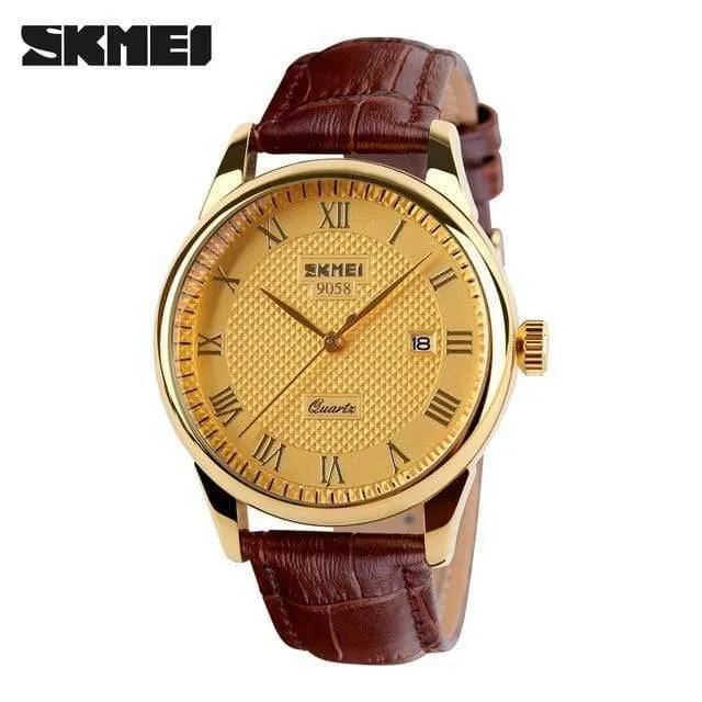 Luxus Liebhaber Quarzuhr Mode Lässig Uhren 30m Wasserdichtes Leder Für Männer Frauen Kleid Armbanduhren 9058