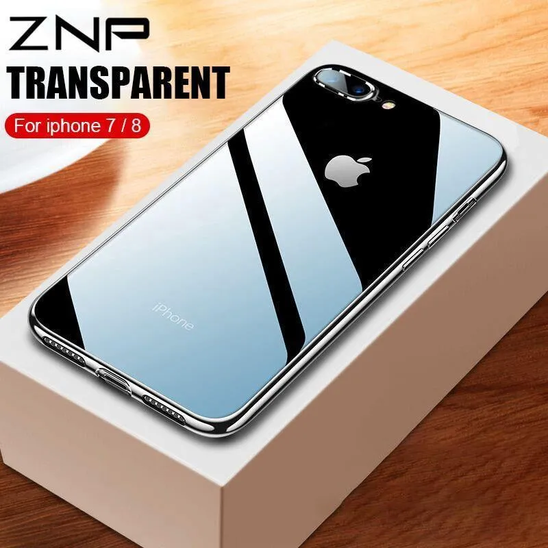 ZNP Ultradünne, weiche, transparente TPU-Hülle für iPhone 8 7 Plus, durchsichtige Silikon-Vollabdeckung für iPhone 7 Plus 8, Telefonhülle Capa Coque