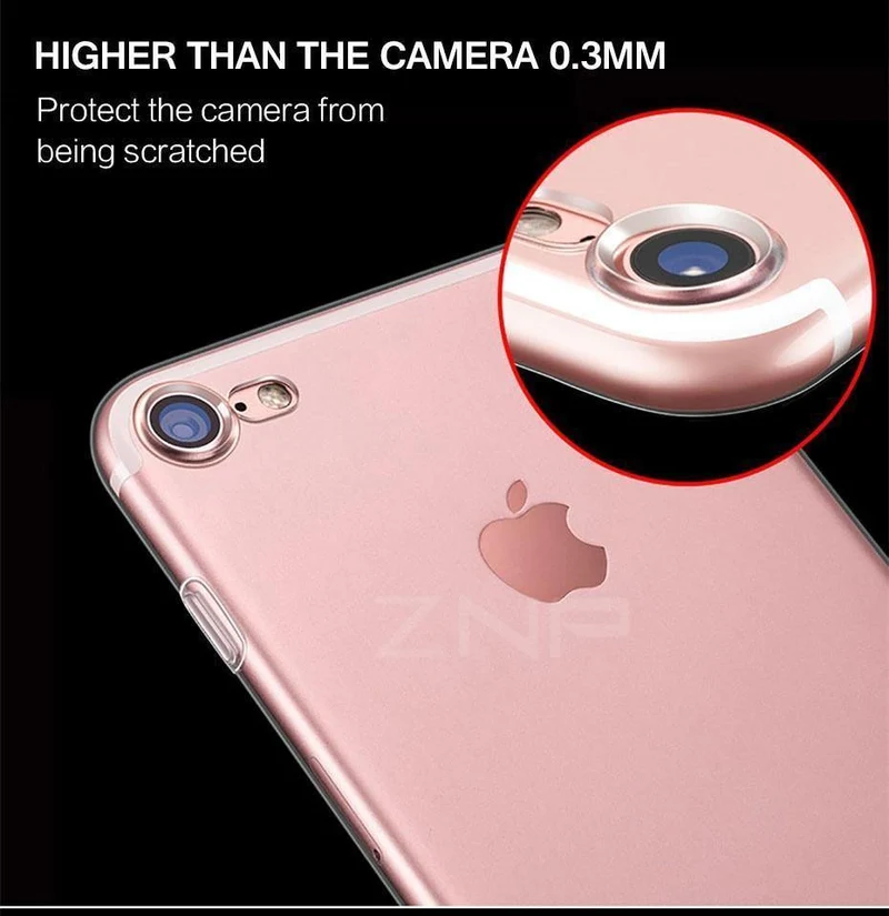 ZNP Ultradünne, weiche, transparente TPU-Hülle für iPhone 8 7 Plus, durchsichtige Silikon-Vollabdeckung für iPhone 7 Plus 8, Telefonhülle Capa Coque