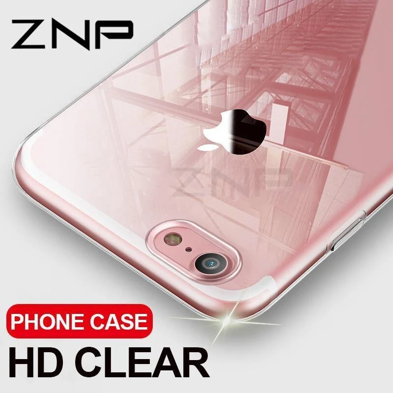 ZNP Ultradünne, weiche, transparente TPU-Hülle für iPhone 8 7 Plus, durchsichtige Silikon-Vollabdeckung für iPhone 7 Plus 8, Telefonhülle Capa Coque