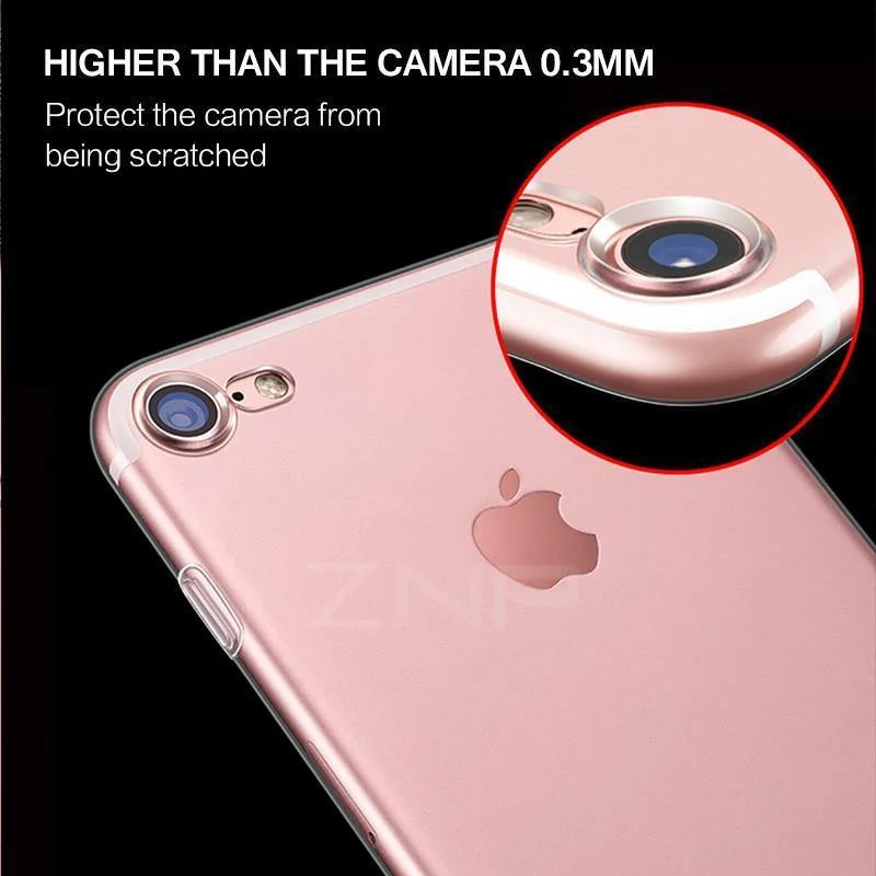 ZNP Ultradünne, weiche, transparente TPU-Hülle für iPhone 8 7 Plus, durchsichtige Silikon-Vollabdeckung für iPhone 7 Plus 8, Telefonhülle Capa Coque