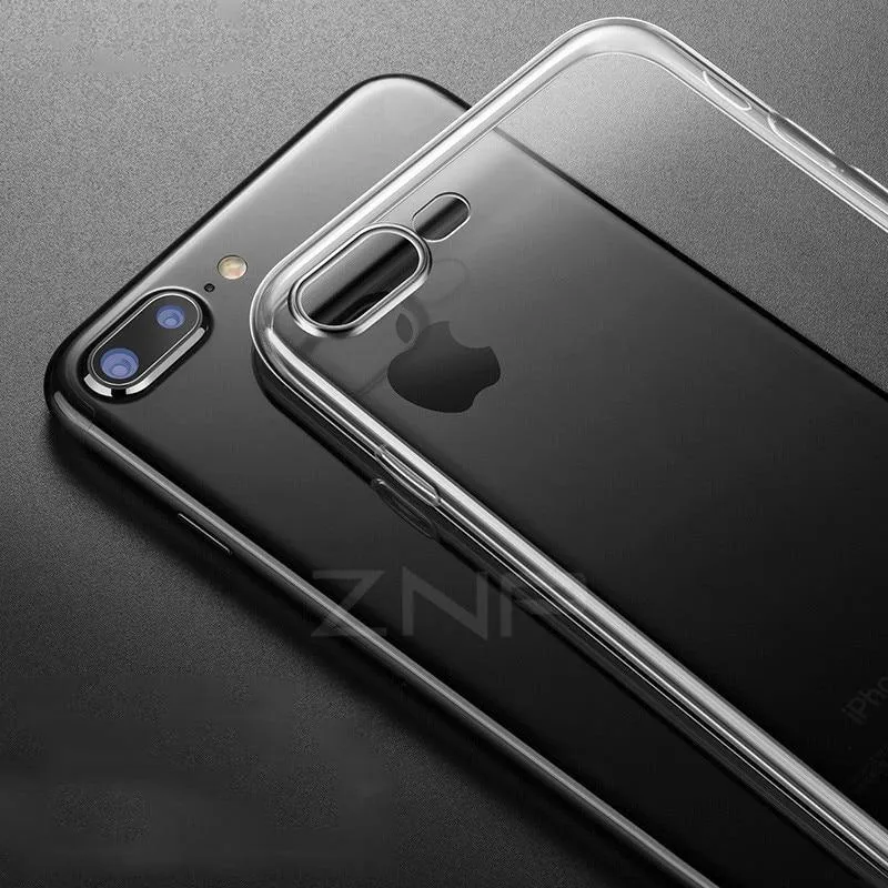 ZNP Ultradünne, weiche, transparente TPU-Hülle für iPhone 8 7 Plus, durchsichtige Silikon-Vollabdeckung für iPhone 7 Plus 8, Telefonhülle Capa Coque