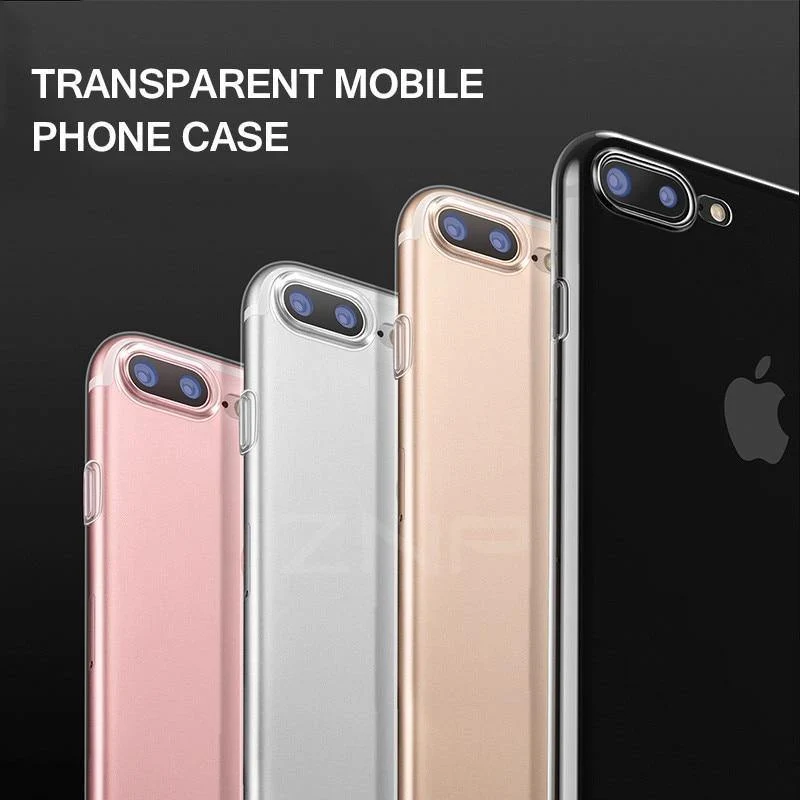 ZNP Ultradünne, weiche, transparente TPU-Hülle für iPhone 8 7 Plus, durchsichtige Silikon-Vollabdeckung für iPhone 7 Plus 8, Telefonhülle Capa Coque