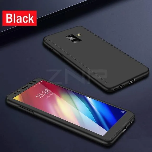 ZNP 360 Vollschutzhülle für Samsung Galaxy J4 J6 Plus J8 2018 Vollabdeckung für Galaxy A7 A8 Plus 2018 Hüllen mit Glas