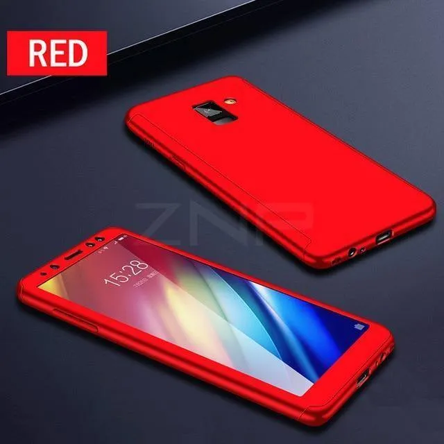 ZNP 360 Vollschutzhülle für Samsung Galaxy J4 J6 Plus J8 2018 Vollabdeckung für Galaxy A7 A8 Plus 2018 Hüllen mit Glas