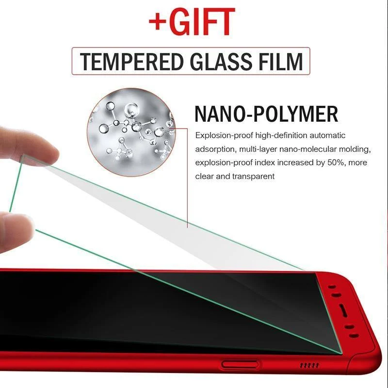 ZNP 360 Vollschutzhülle für Samsung Galaxy J4 J6 Plus J8 2018 Vollabdeckung für Galaxy A7 A8 Plus 2018 Hüllen mit Glas