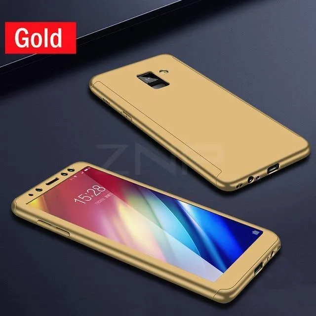 ZNP 360 Vollschutzhülle für Samsung Galaxy J4 J6 Plus J8 2018 Vollabdeckung für Galaxy A7 A8 Plus 2018 Hüllen mit Glas