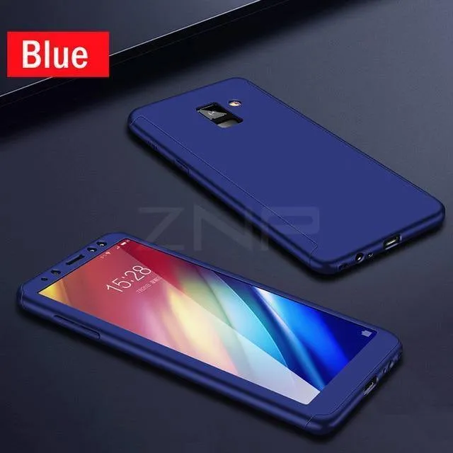 ZNP 360 Vollschutzhülle für Samsung Galaxy J4 J6 Plus J8 2018 Vollabdeckung für Galaxy A7 A8 Plus 2018 Hüllen mit Glas