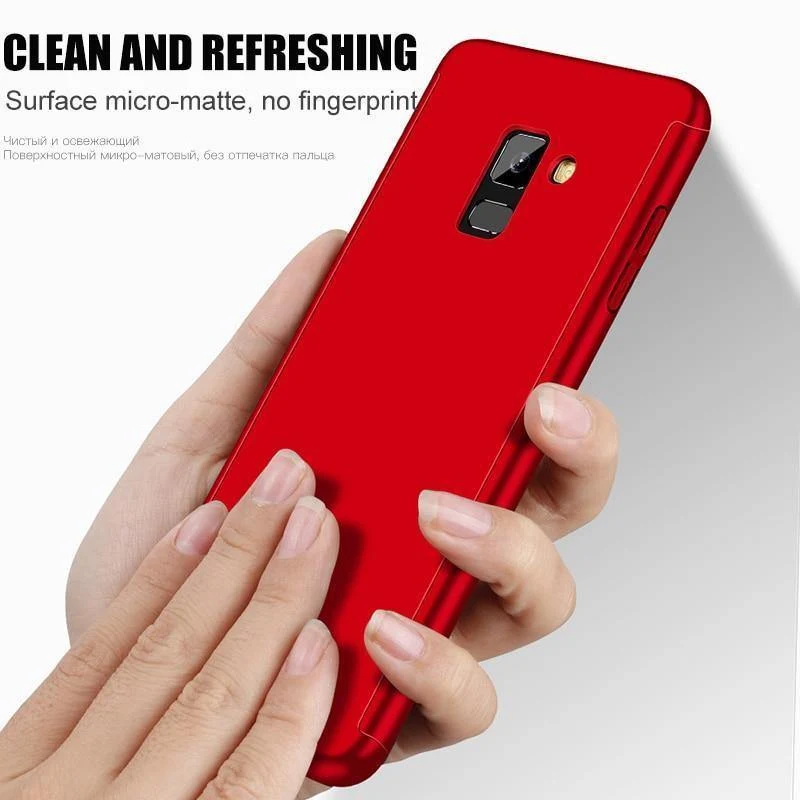 ZNP 360 Vollschutzhülle für Samsung Galaxy J4 J6 Plus J8 2018 Vollabdeckung für Galaxy A7 A8 Plus 2018 Hüllen mit Glas