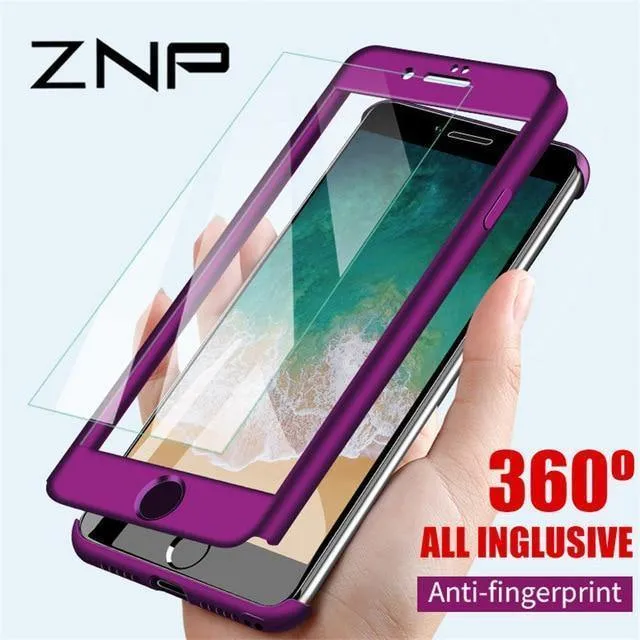 ZNP 360 Volle Schutzhülle Für iPhone 8 7 Plus 6 6s Fall 5 5S SE X 10 Volle Abdeckung Für iPhone XR Xs Max X Fällen Mit Glas