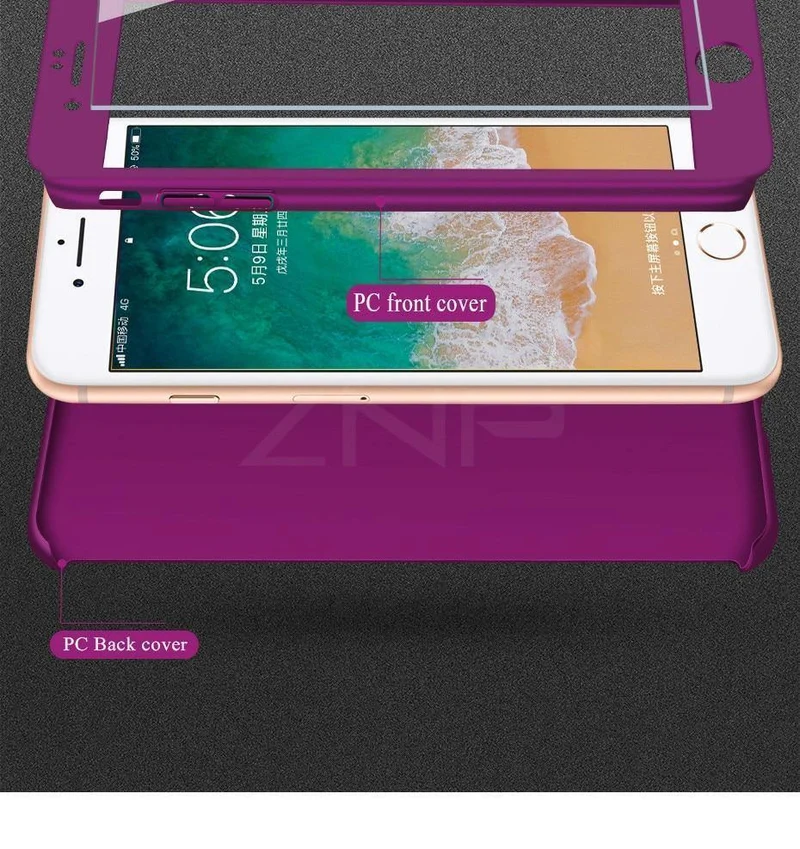 ZNP 360 Volle Schutzhülle Für iPhone 8 7 Plus 6 6s Fall 5 5S SE X 10 Volle Abdeckung Für iPhone XR Xs Max X Fällen Mit Glas