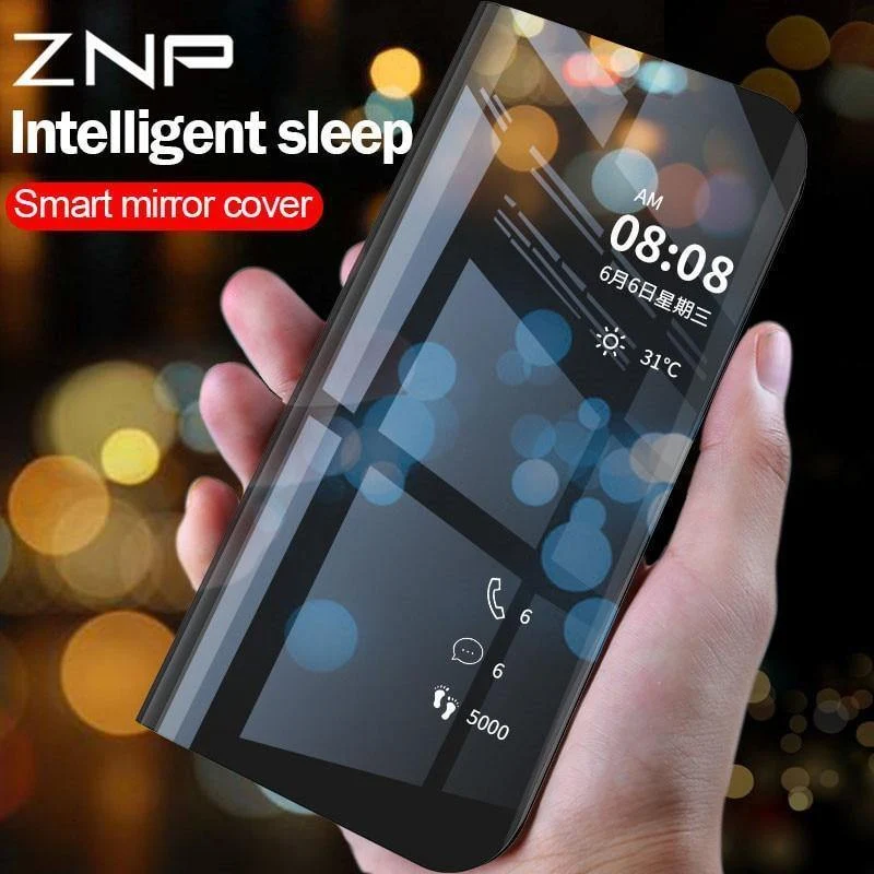 ZNP Smart Mirror Flip-Telefonhülle für Samsung Galaxy S9 S8 S7 S6 Edge Plus A3 A5 A7 J3 J5 J7 2017 Clear View Cover J6 A6 A8 Hüllen