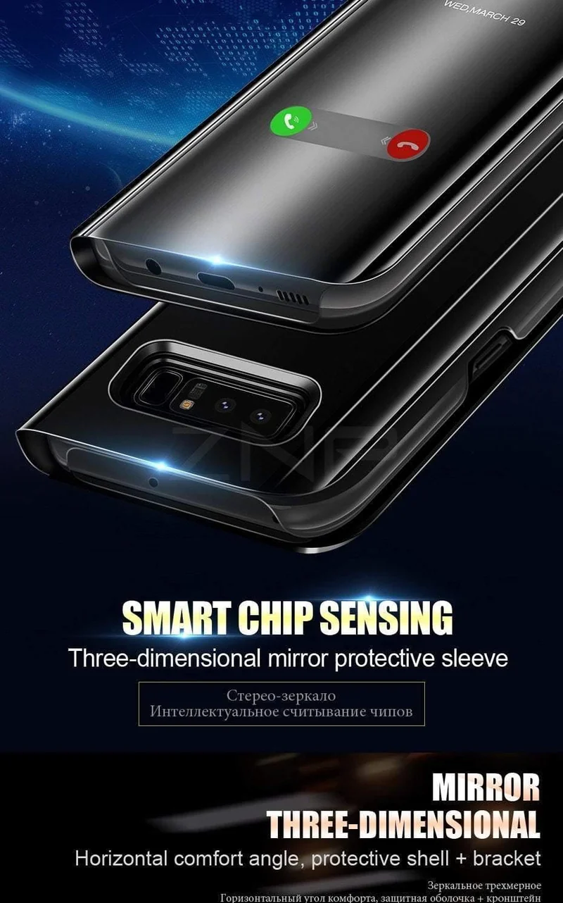 ZNP Smart Mirror Flip-Telefonhülle für Samsung Galaxy S9 S8 S7 S6 Edge Plus A3 A5 A7 J3 J5 J7 2017 Clear View Cover J6 A6 A8 Hüllen