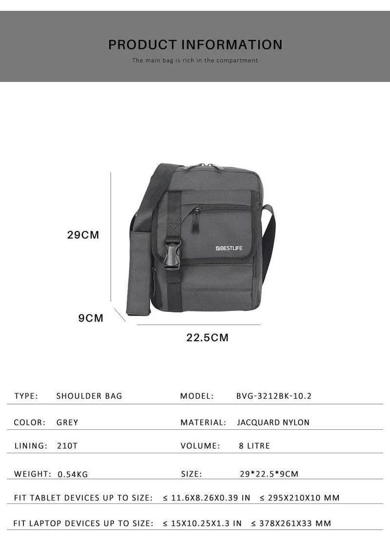 Herren Schulter Messenger Bag 10.2 "Business Aktentasche Crossbody Messenger Bags Multifunktions Herren Nylon Umhängetasche
