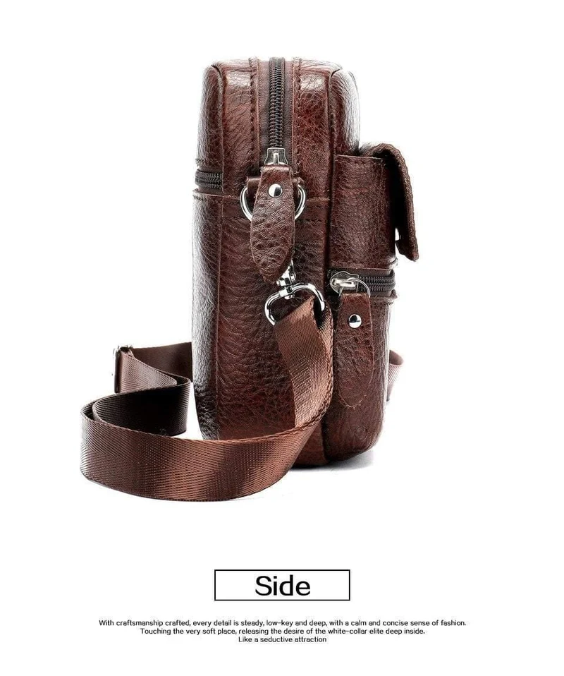 Herrentasche Echtes Leder Umhängetaschen für Männer Kleine Umhängetasche Leder Casual Herren Umhängetaschen Männliche Klappe 8628