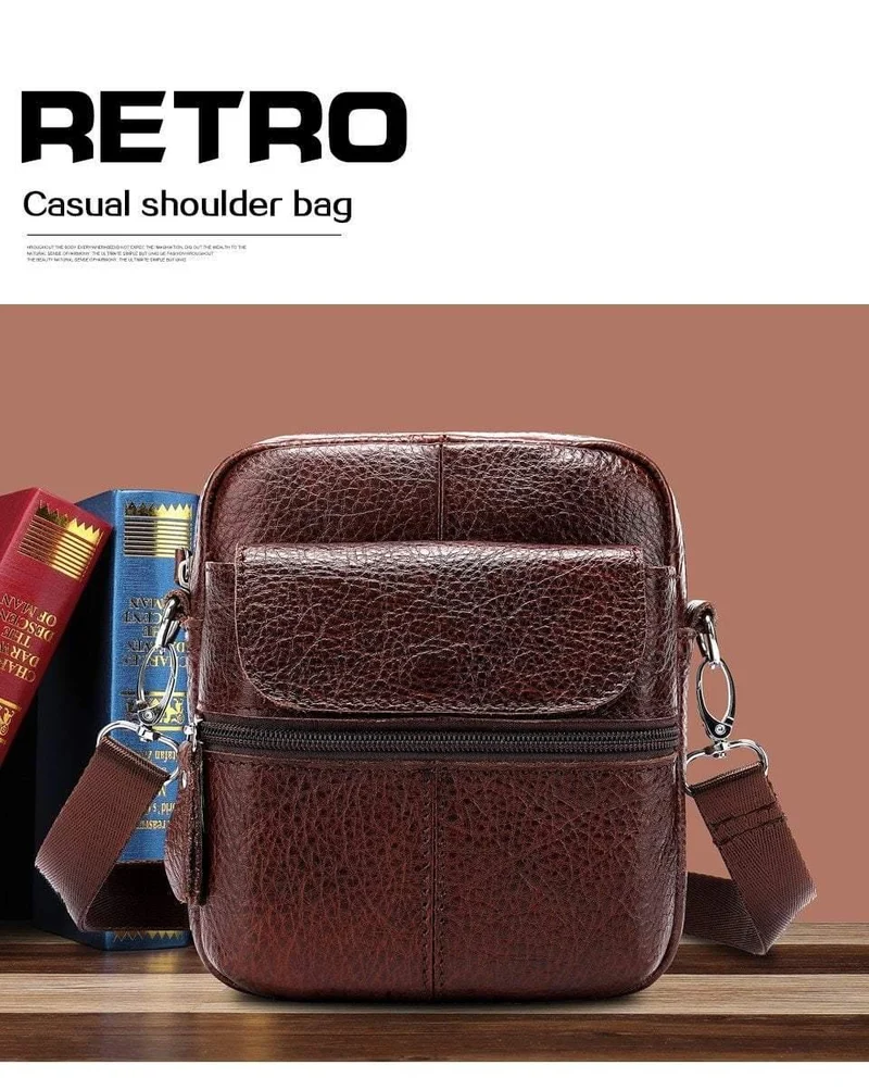 Herrentasche Echtes Leder Umhängetaschen für Männer Kleine Umhängetasche Leder Casual Herren Umhängetaschen Männliche Klappe 8628