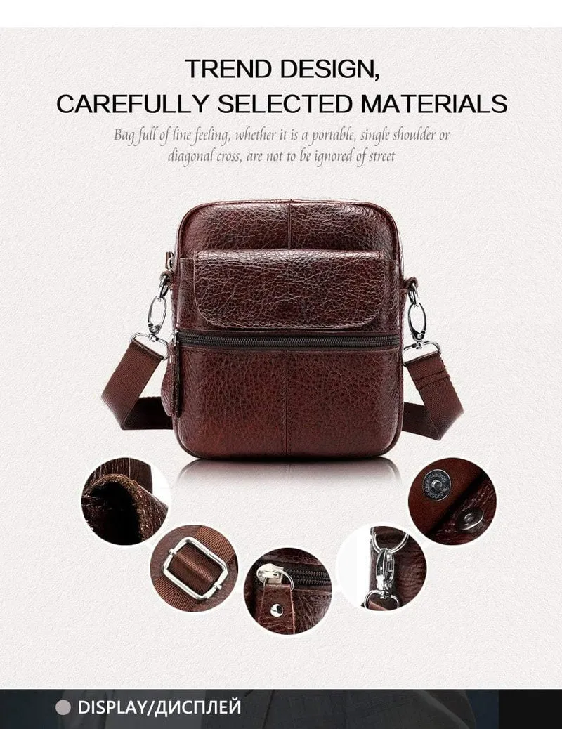 Herrentasche Echtes Leder Umhängetaschen für Männer Kleine Umhängetasche Leder Casual Herren Umhängetaschen Männliche Klappe 8628