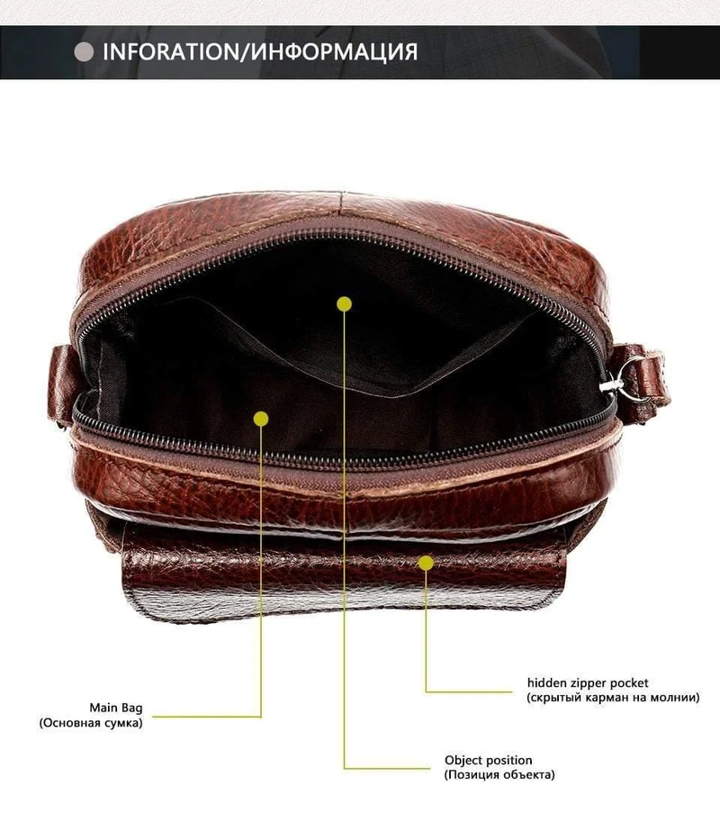 Herrentasche Echtes Leder Umhängetaschen für Männer Kleine Umhängetasche Leder Casual Herren Umhängetaschen Männliche Klappe 8628