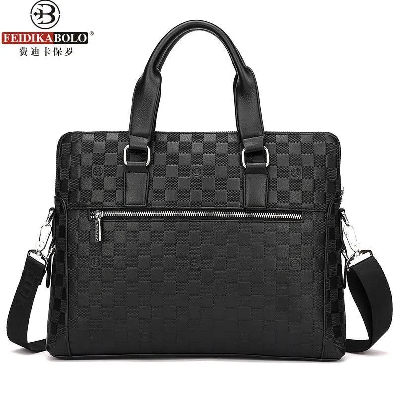 Männer Business Aktentasche PU Leder Plaid Männer Tasche Computer Laptop Handtasche Mann Schulter Tasche Messenger Taschen männer Reisetaschen