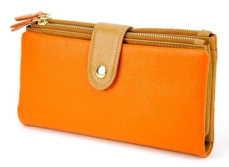 Leder Clutch Geldbörse Handy Geldbörse Kreditkartenhalter Ausweis Foto Fenster Organizer Lady Bag Snap Fashion