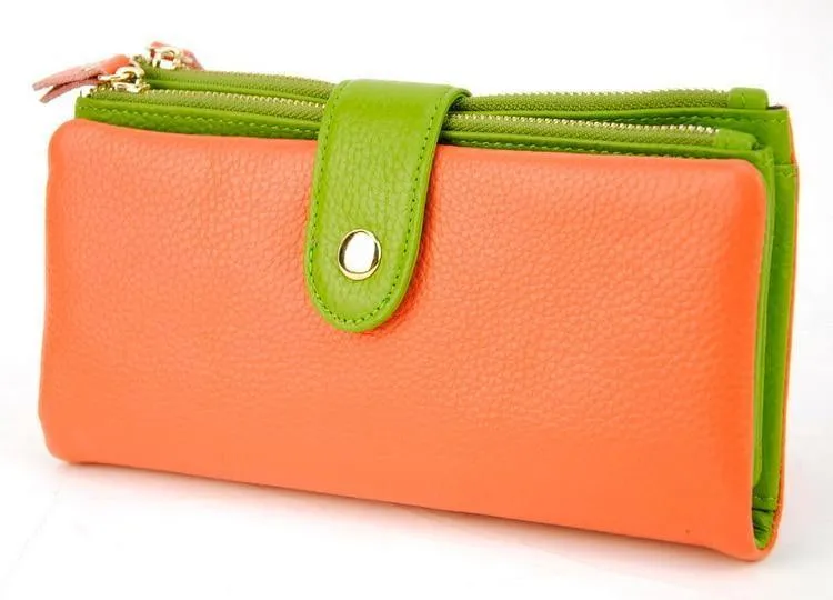 Leder Clutch Geldbörse Handy Geldbörse Kreditkartenhalter Ausweis Foto Fenster Organizer Lady Bag Snap Fashion