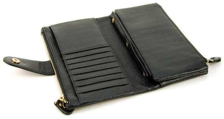 Leder Clutch Geldbörse Handy Geldbörse Kreditkartenhalter Ausweis Foto Fenster Organizer Lady Bag Snap Fashion