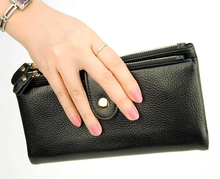 Leder Clutch Geldbörse Handy Geldbörse Kreditkartenhalter Ausweis Foto Fenster Organizer Lady Bag Snap Fashion