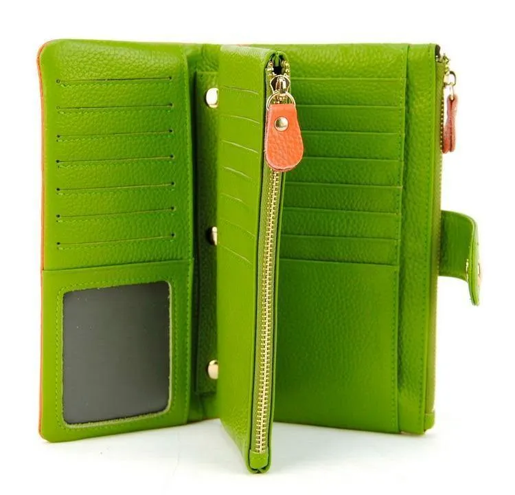 Leder Clutch Geldbörse Handy Geldbörse Kreditkartenhalter Ausweis Foto Fenster Organizer Lady Bag Snap Fashion