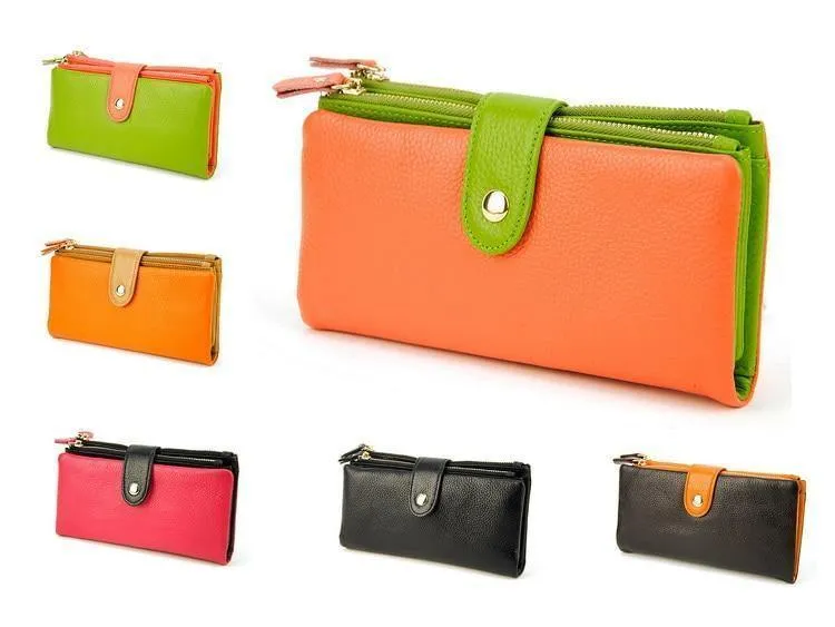 Leder Clutch Geldbörse Handy Geldbörse Kreditkartenhalter Ausweis Foto Fenster Organizer Lady Bag Snap Fashion