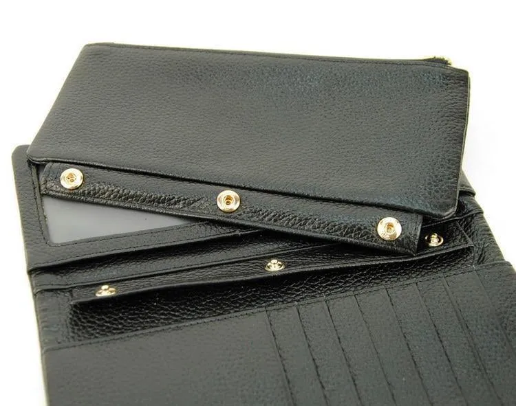 Leder Clutch Geldbörse Handy Geldbörse Kreditkartenhalter Ausweis Foto Fenster Organizer Lady Bag Snap Fashion